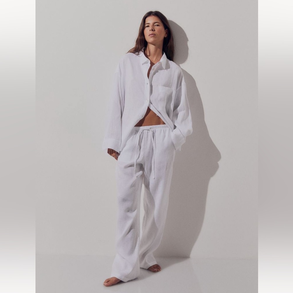 H&M White Linen Pants - Size Small